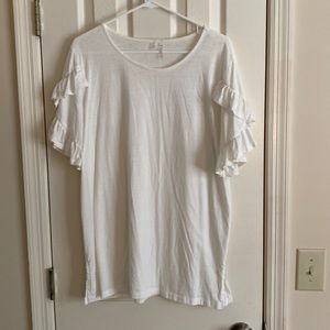 White ruffle sleeve top